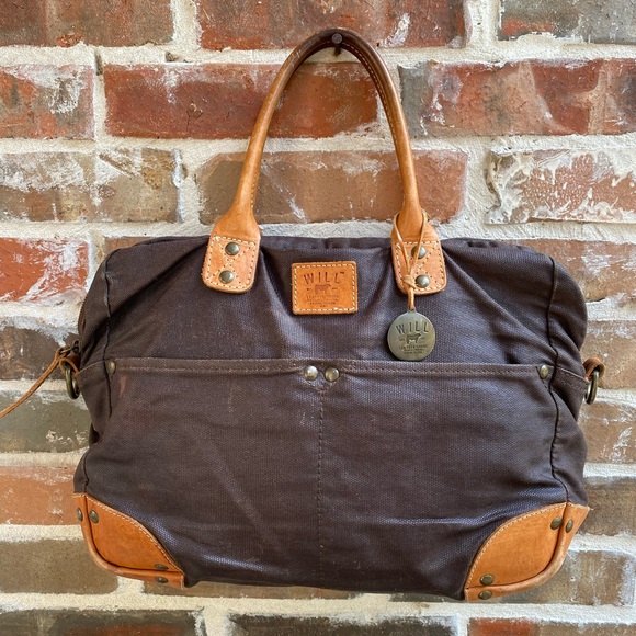 WILL LEATHER GOODS Canvas & Leather Overnighter/Briefcase/LaptopBag